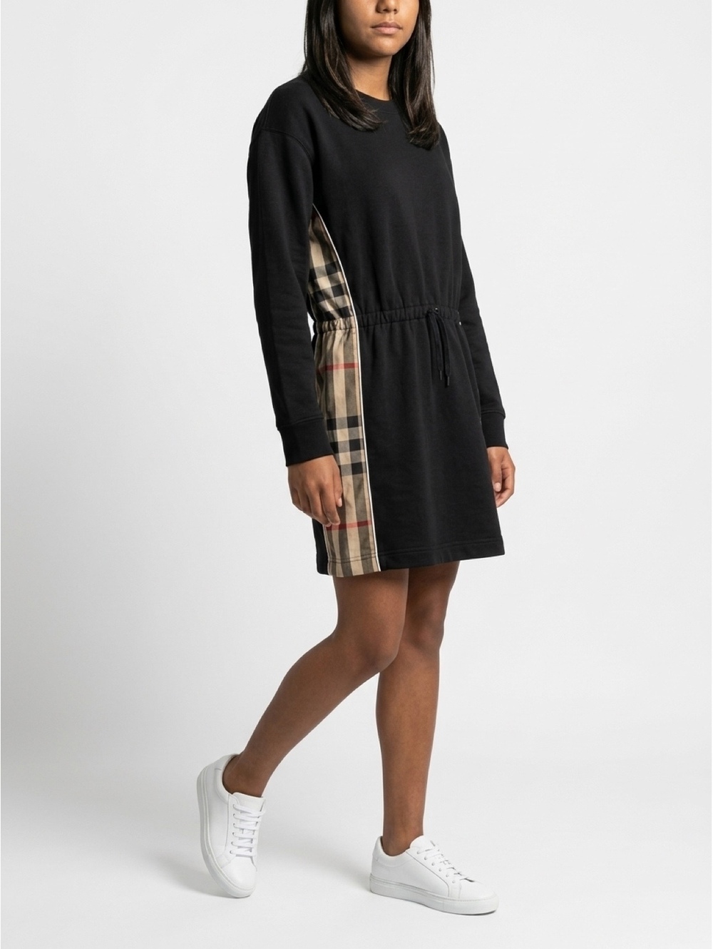 Burberry Kids Milly Check Panel Sweatshirt Dress Black 14Y NWT